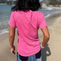 カリベア 刺繡Tシャツ バブルガムピンク